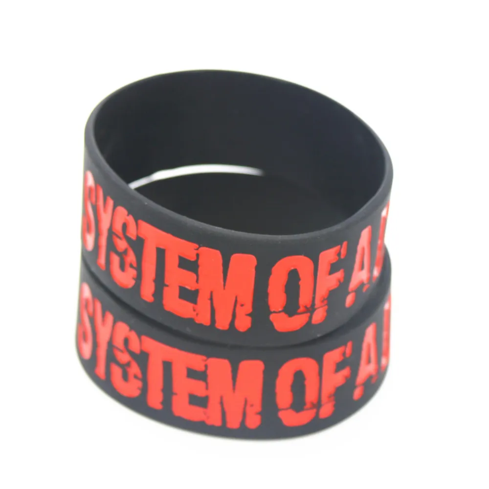 1PC SYSTEM OF A DOWN Silicone Wristband for Music Fans Wide Black Red Debossed Bracelets&Bangles Women Men Jewelry Gift SH101