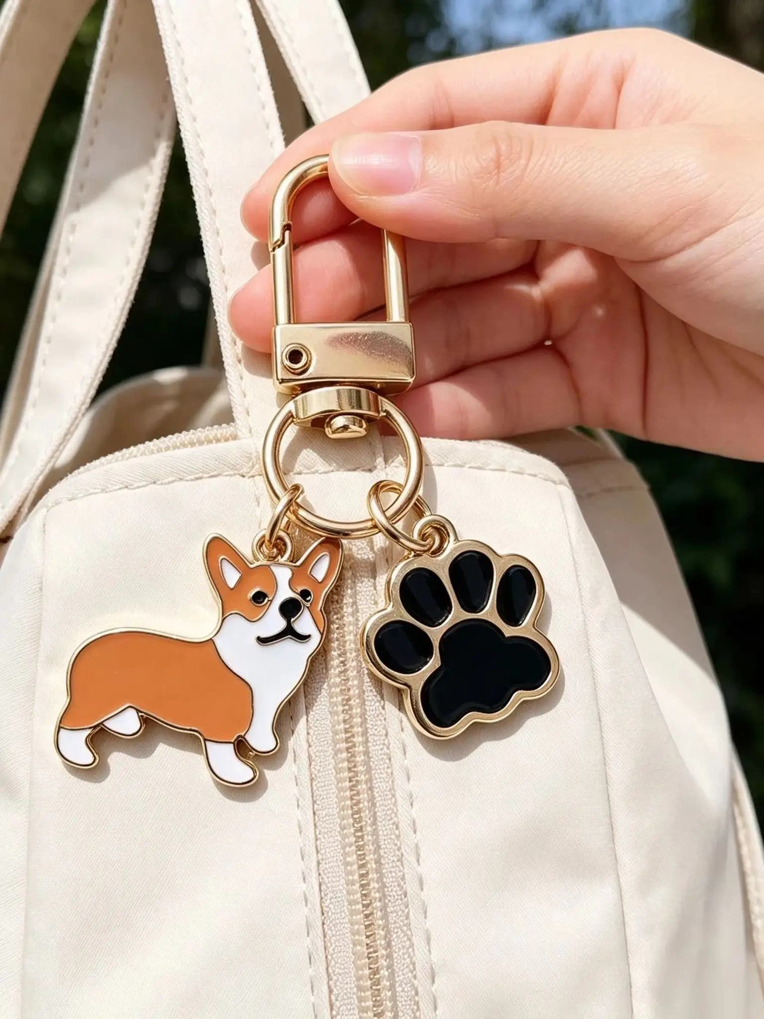 1/10 Stück Corgi-Hundepfoten-Emaille-Schlüsselanhänger, Metall-Schlüsselring, Taschenanhänger, Tieranhänger, Urlaubsgeschenk – Detail 1