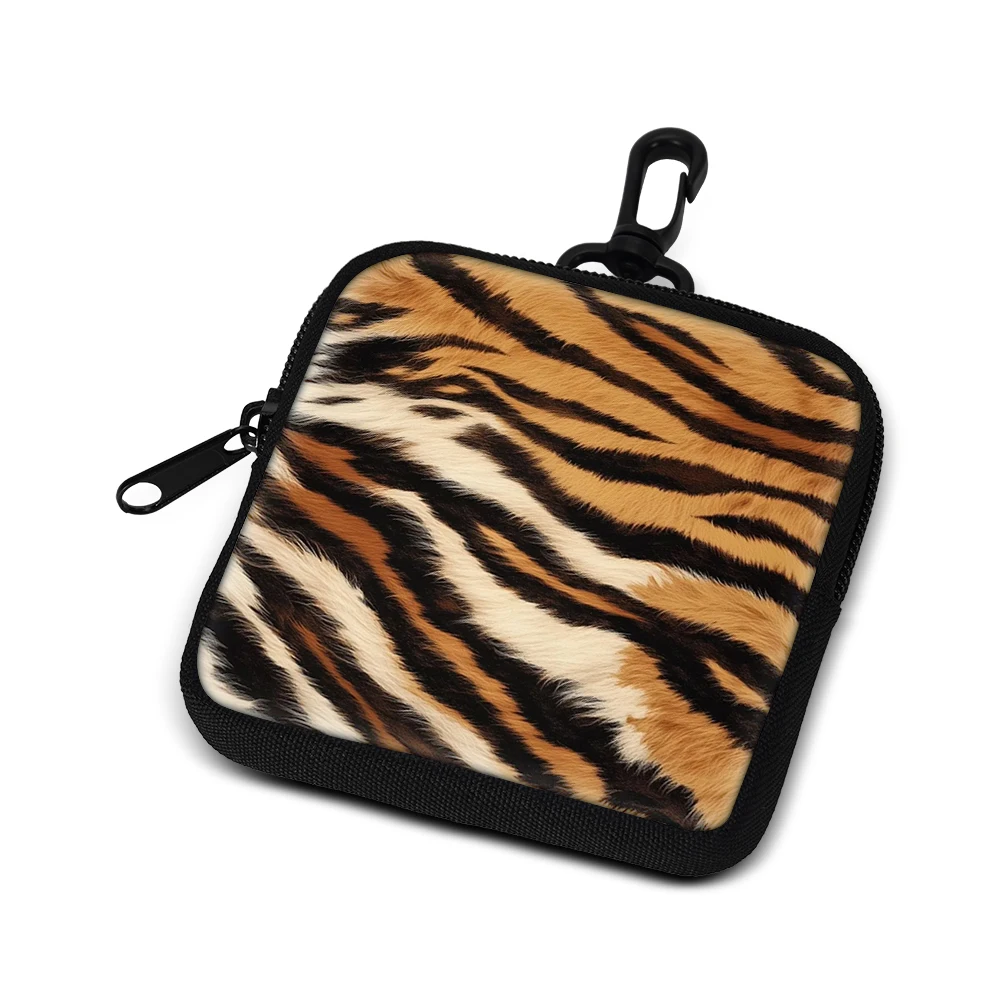 Man Women Money Coin Purse with Key Ring leopard print zebra tiger stripe pattern Pocket Purse mini headphone bag storage bag
