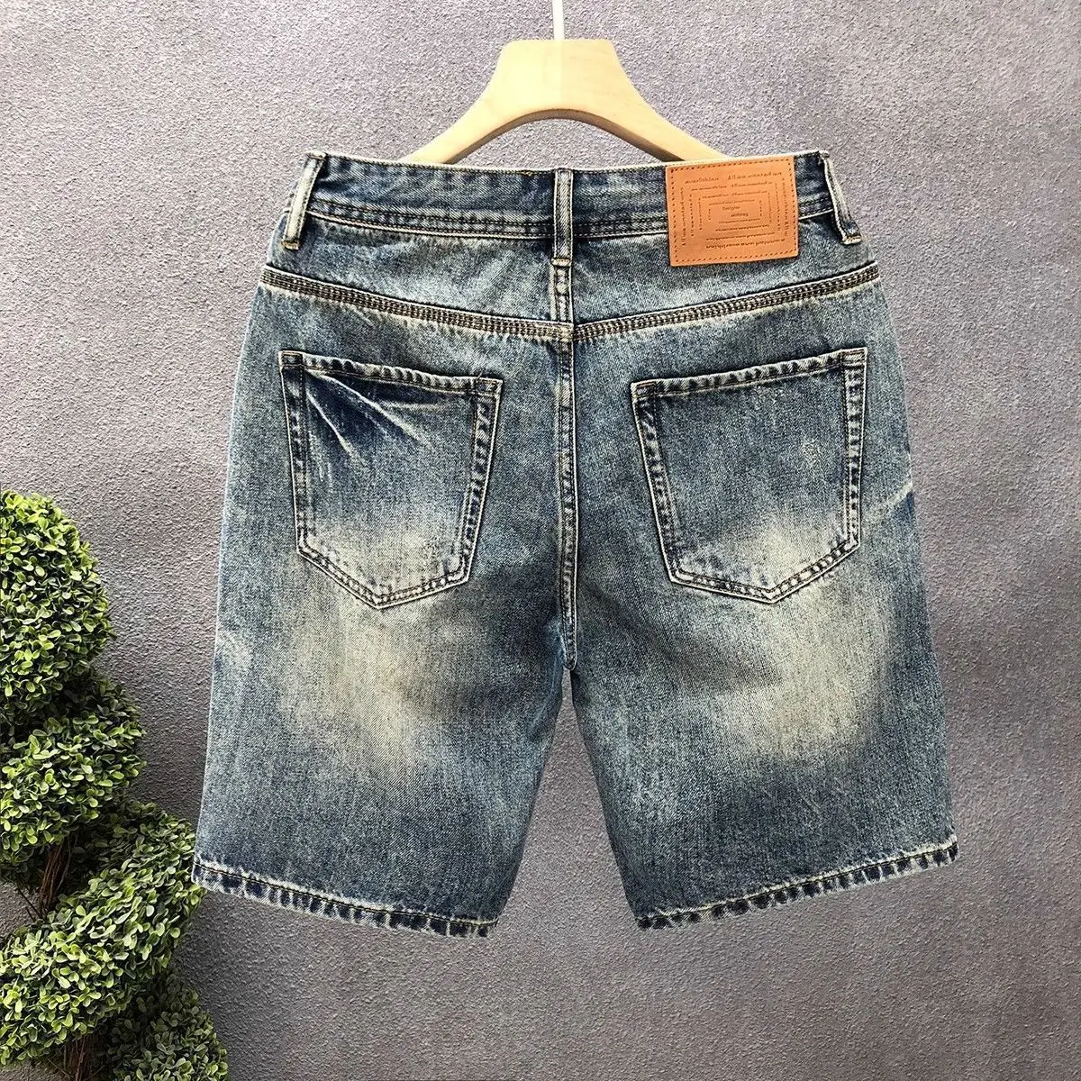 Denim Shorts Men's Ruffian Handsome Sticker Embroidered Trendy Brand Loose Half Pants 2026 Summer New Men's Thin Middle Pants