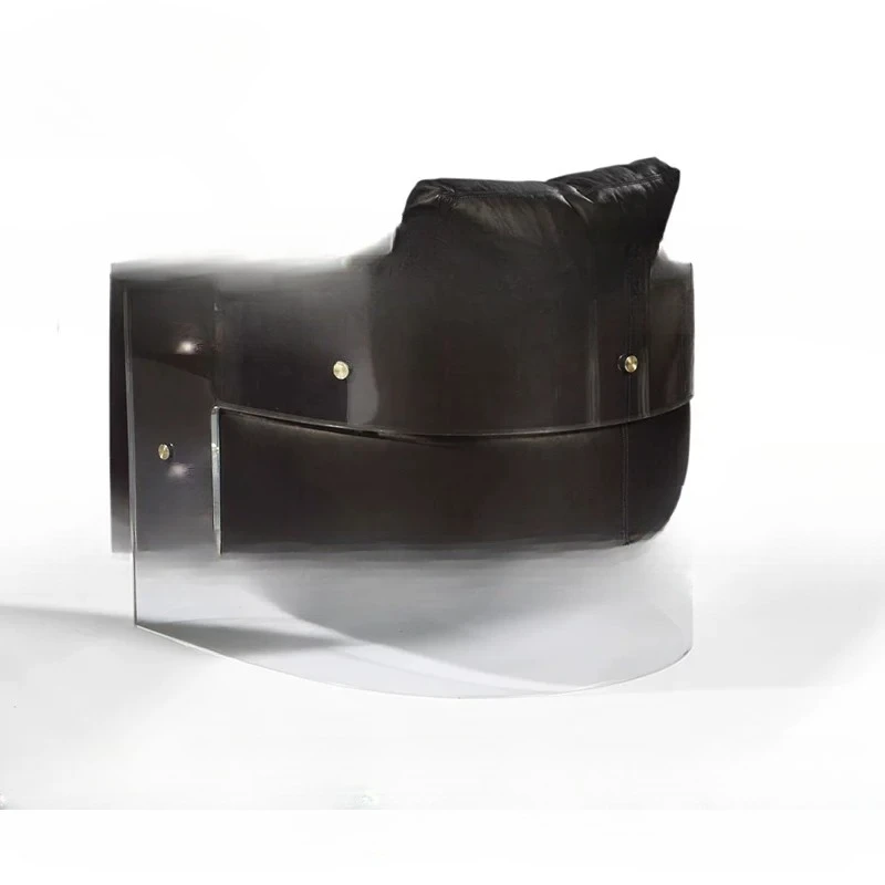 Italian acrylic lazy single sofa leather light luxury club room casual negotiation single chair