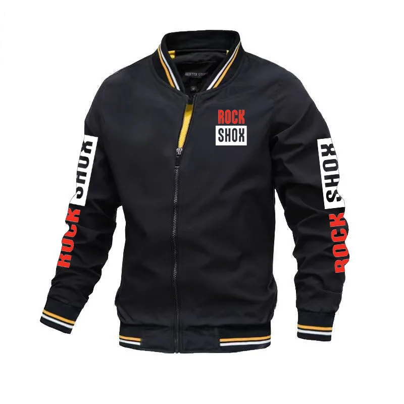 

2023 ROCK SHOX men's Bomber Jacket Baseball jacket brand men's clothing Fashion print Hip Hop street men's jacket