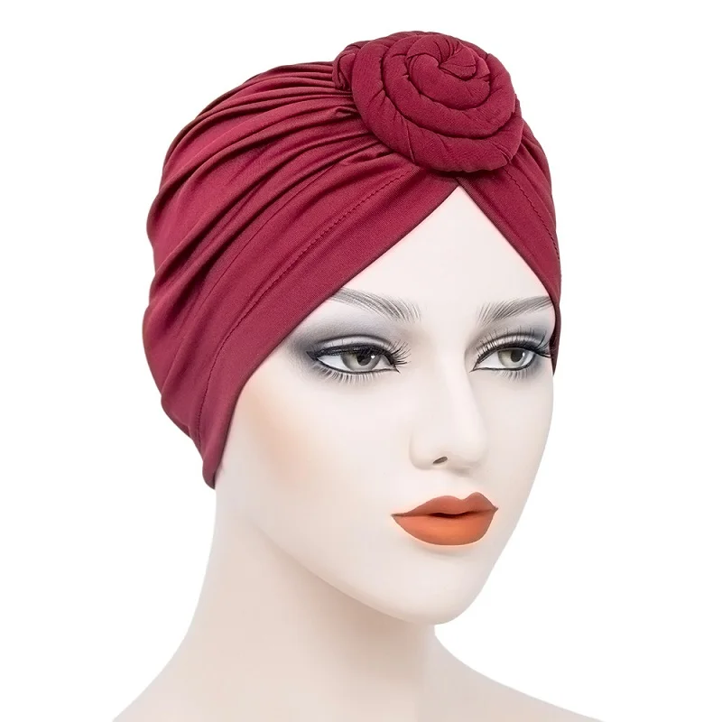 New Woman\'s Milk Silk Muslim Hats Stretch Fabric Forehead Cross Indian Turban Fashion Muslim Bandana Cap