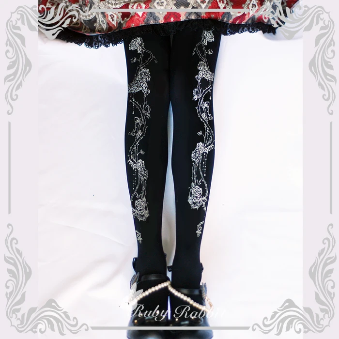 Original Design Lolita Printed Pantyhose Long Socks Japanese Style Women Girls Retro Stockings All-match Tights