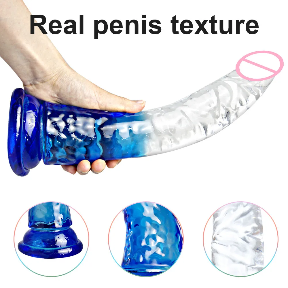 Crystal Jelly Huge Dildo Realistic Penis Anal Butt Plug Sexy Toys For Couples Vagina Anal Massage Women\'s Dildos Adult Supplies