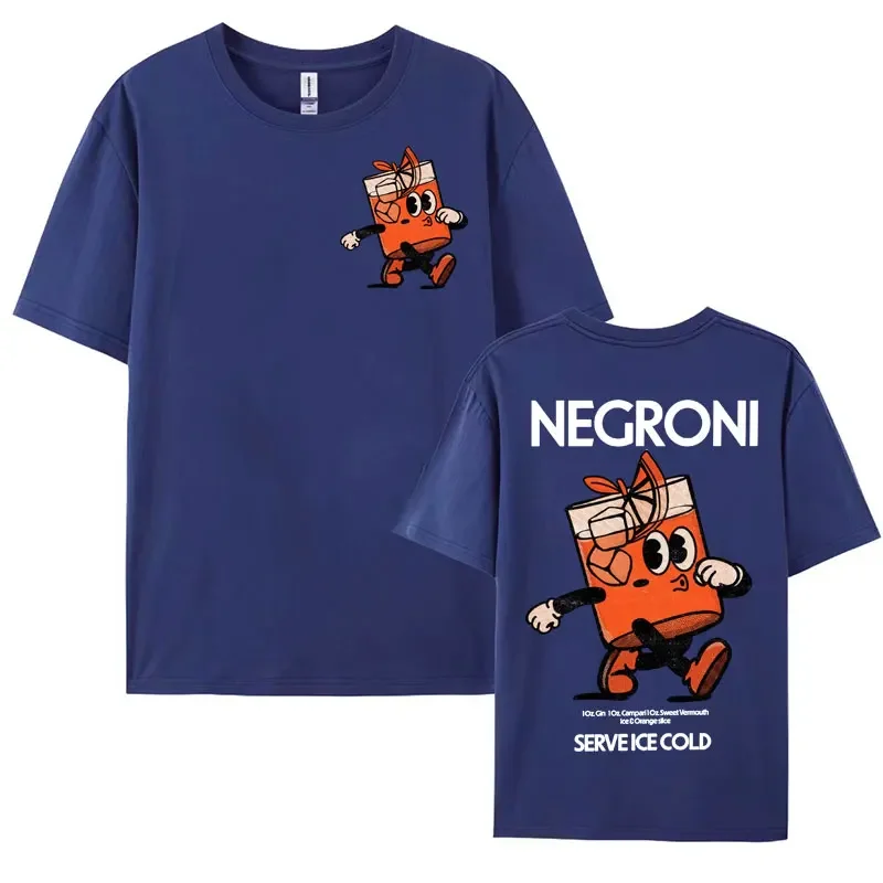 Negroni Cocktail Mascot Meme T-shirt Funny Retro Cartoon Drink T Shirts Men Women Summer Fashion Casual Oversized Gothic T Shirt