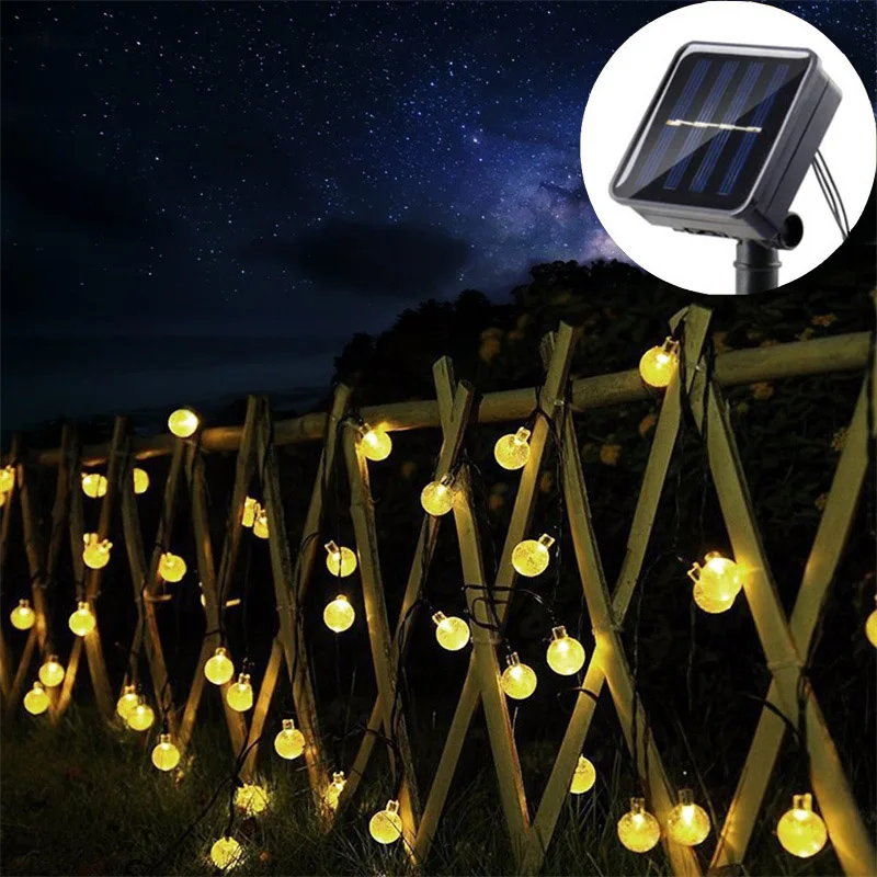 Waterproof Solar Power Crystal Globe String Light Outdoor LED Crystal Globe Lights for Garden Christmas Outdoor Decor