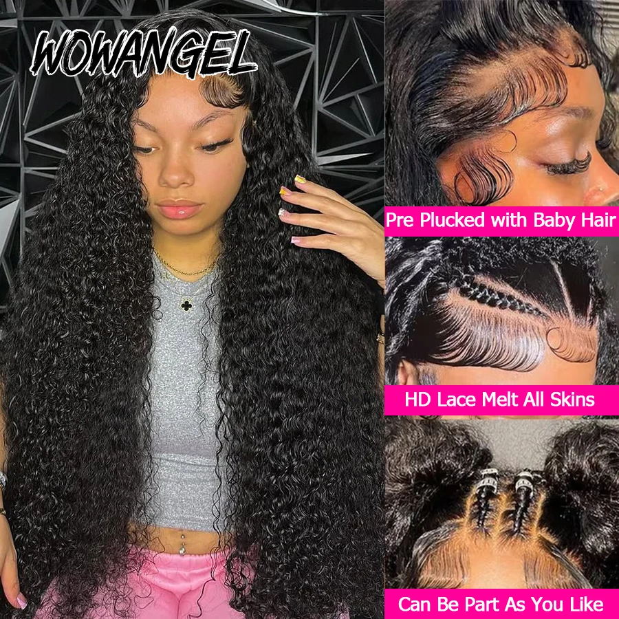34 بوصة موجة المياه 13x6 HD الدانتيل أمامي خصلات الشعر المستعار الإنسان أسود نفاث 250% مجعد غلويليس كامل الباروكات الأمامية قبل قطعها للنساء
