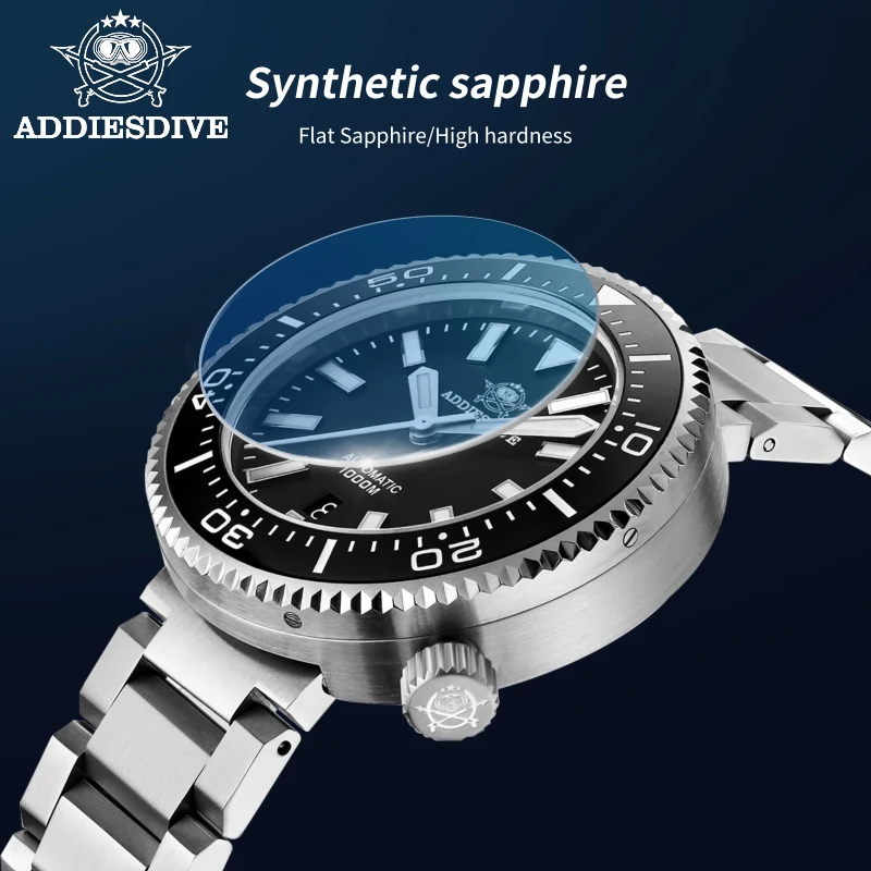 ADDIESDIVE Diving Watch For Men Luxury Classic Stainless Steel Sapphire Luminous 1000m Waterproof Exhaust Valve Mechanical Watch