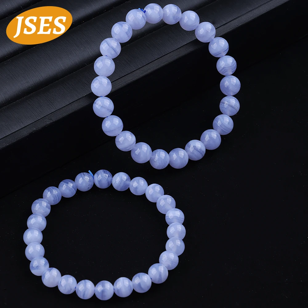 AA Natural Brazil Blue Lace Agate Chalcedony Bracelet Loose Stone Beads for Jewelry Making Necklace DIY Accessories 15 Inches