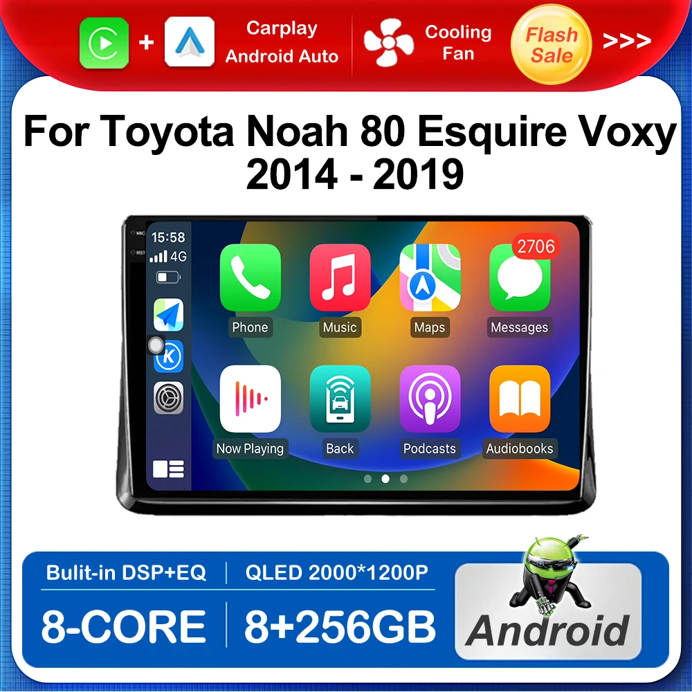 

10 '' for Toyota Noah 80 Esquire Voxy 2014 - 2019 Android OS System Car Multimedia Radio Player GPS Navi Carplay Bluetooth WiFi