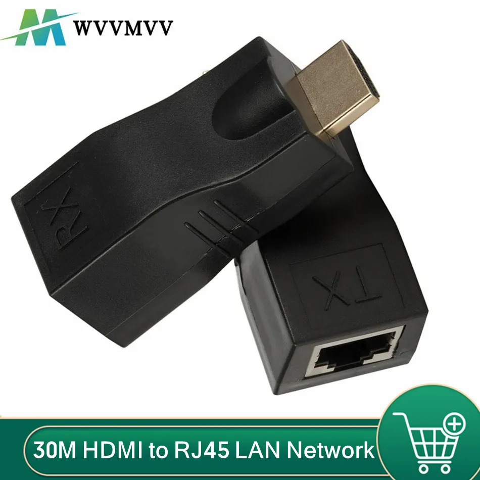 WvvMvv 4K HDMI-compatible Extender to RJ45 LAN Network Extension TX RX Cat5e CAT6 Ethernet Cable 30M For PS3 HDTV HDPC DVD STB