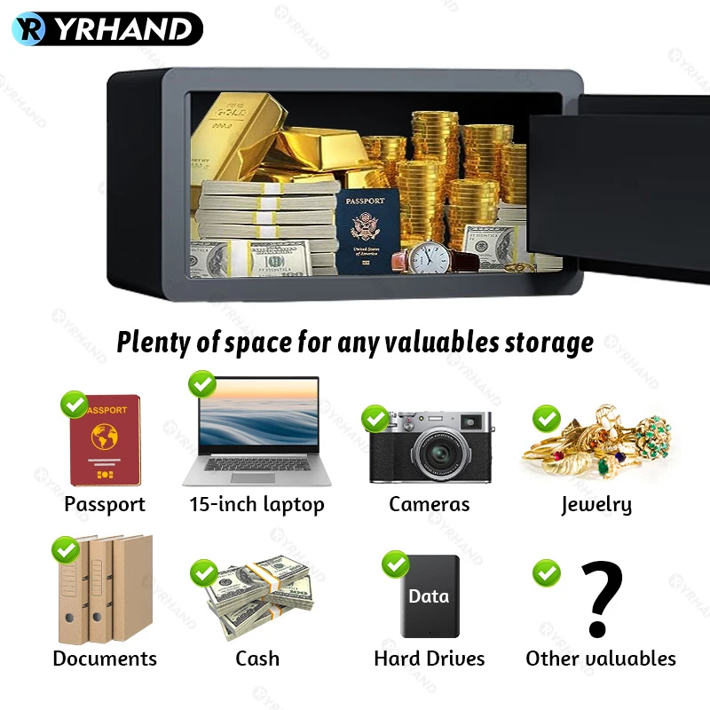 YRHAND Cashbox Ttlock app Hotel Room Safe Box electronic digital lock Good quality hotel safe box work with GoogleHome and Aleax