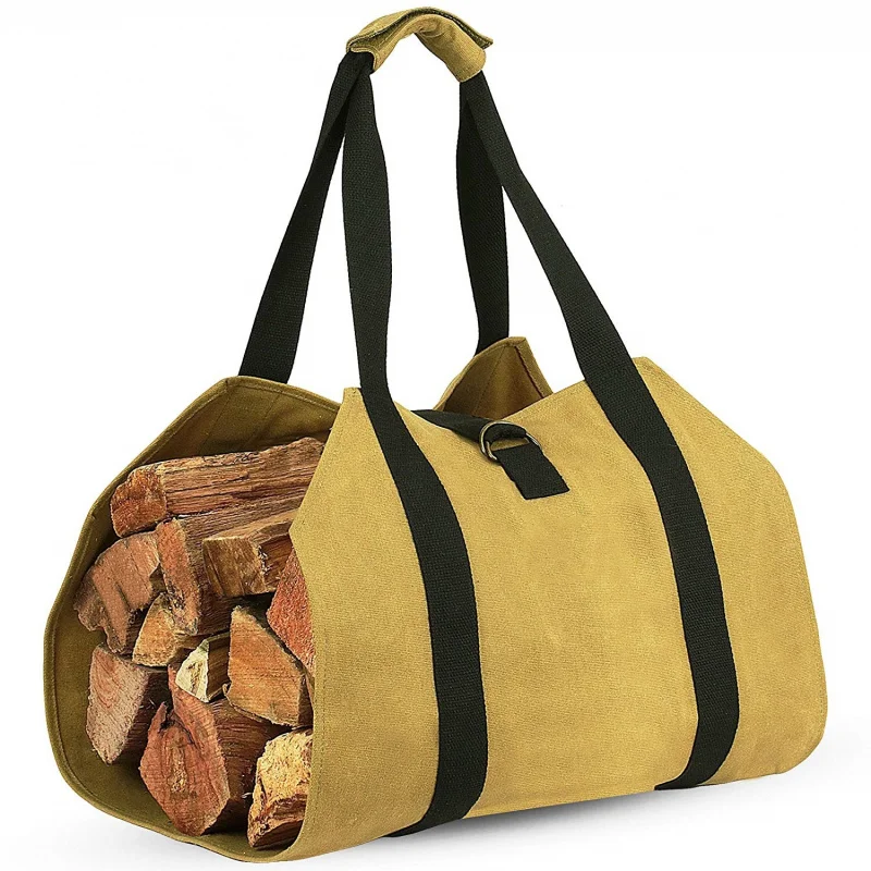 Bolsa de almacenamiento de leña, portátil S t orage B ag tela Oxford de madera B ag, bolsa de registro al aire libre para acampar a leña