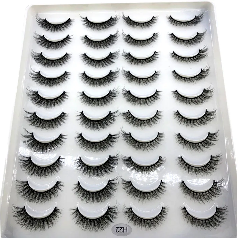 20 Pairs 3D Faux Mink Lashes Natural False Eyelashes Dramatic Fluffy Soft Wispy Volume Cross Reusable Eyelash MaKeup Tools