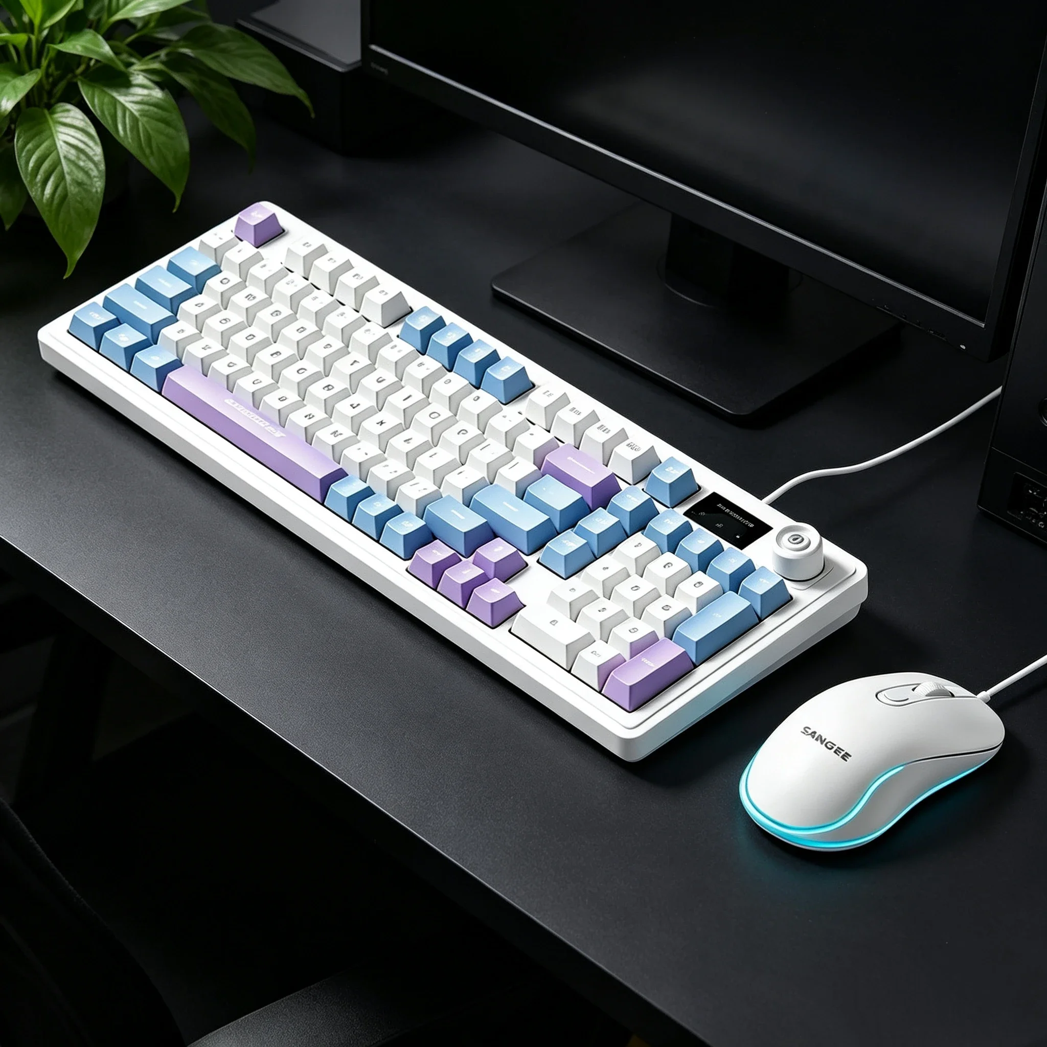 

Three-color Splicing Wired Keyboard Mouse Combo Mechanical Feel Backlight Glow Design Portable Gaming Computer Accessory Set