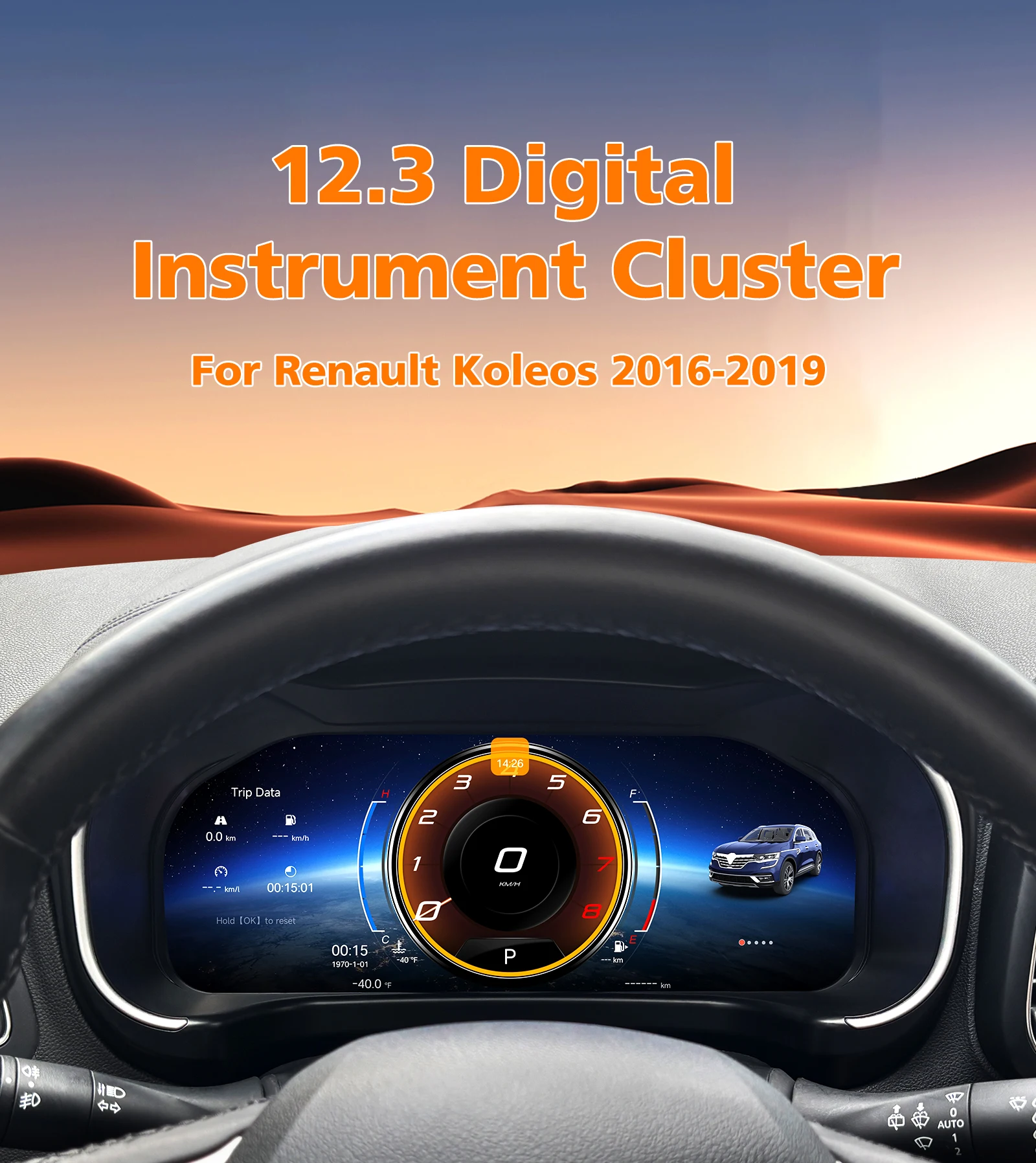 12,3 Zoll Digitales Display Auto-Armaturenbrett für Renault Koleos 2016-2020 Android Auto Carplay Panel Tachometer Cockpit-Anzeigen Armaturenbrett