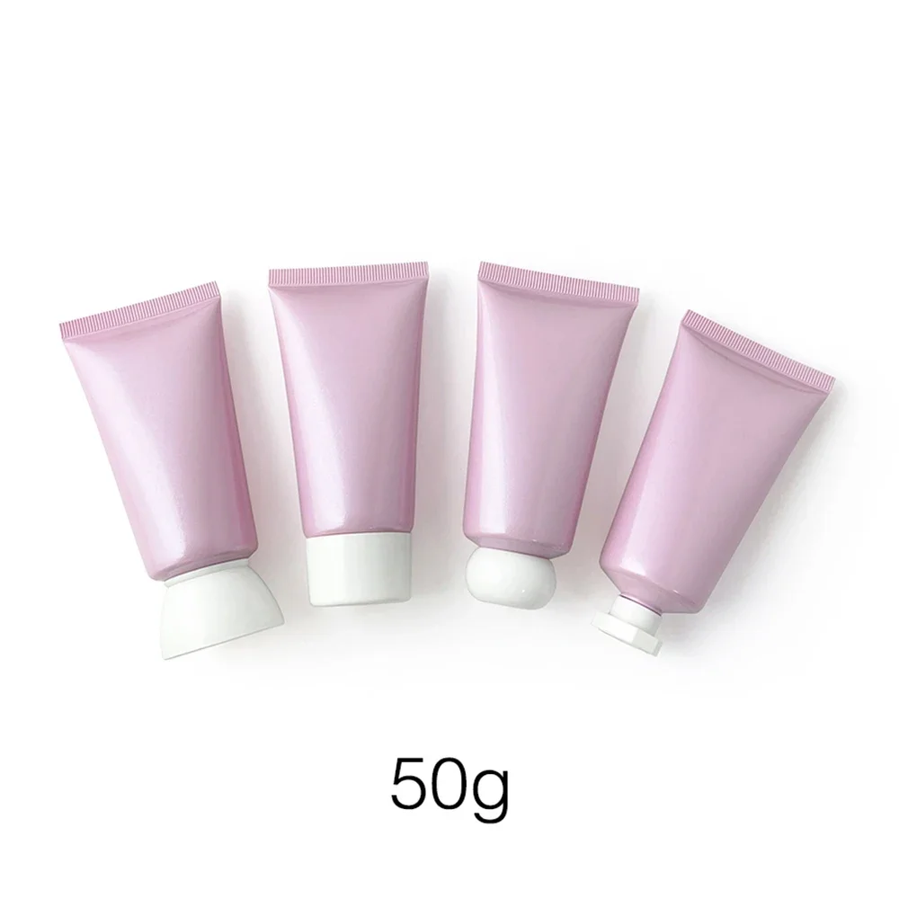 50g เพิร์ลสีชมพูพลาสติกบีบขวด 50ml รีฟิลคอนเทนเนอร์เครื่องสําอางที่ว่างเปล่าครีมแต่งหน้า Body Lotion Travel Soft Tube