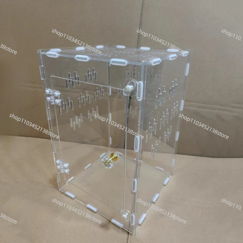 Transparente Quadratische Acryl-Reptilien-Fütterungsbox, Einfaches Terrarium für Hühner, Schildkröten und Reptilien, Zuchtbox für Reptilien