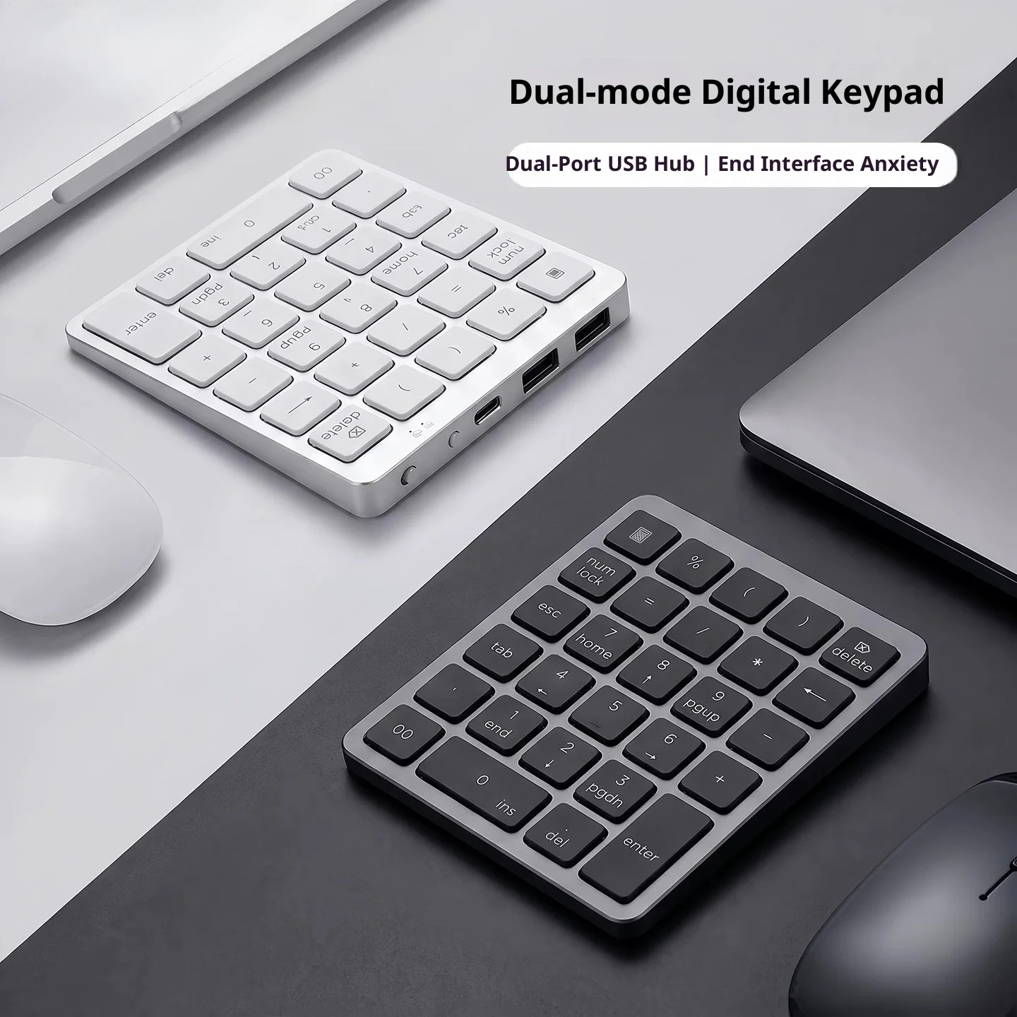 Small Numeric Aluminum Alloy Mechanical Keyboard Customized Bluetooth Dual-mode USB Ports 28Keys Number Portable Office Keyboard