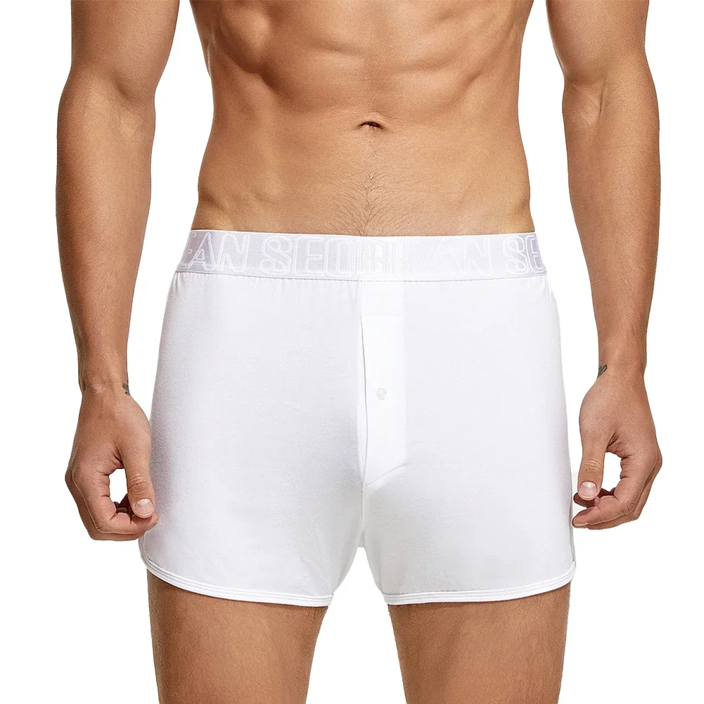 

Mens Casual Button Boxers Briefs Low Rise Tracksuit Shorts Trunks Underwear Arrow Pants Plus Size Loose Knickers Undies