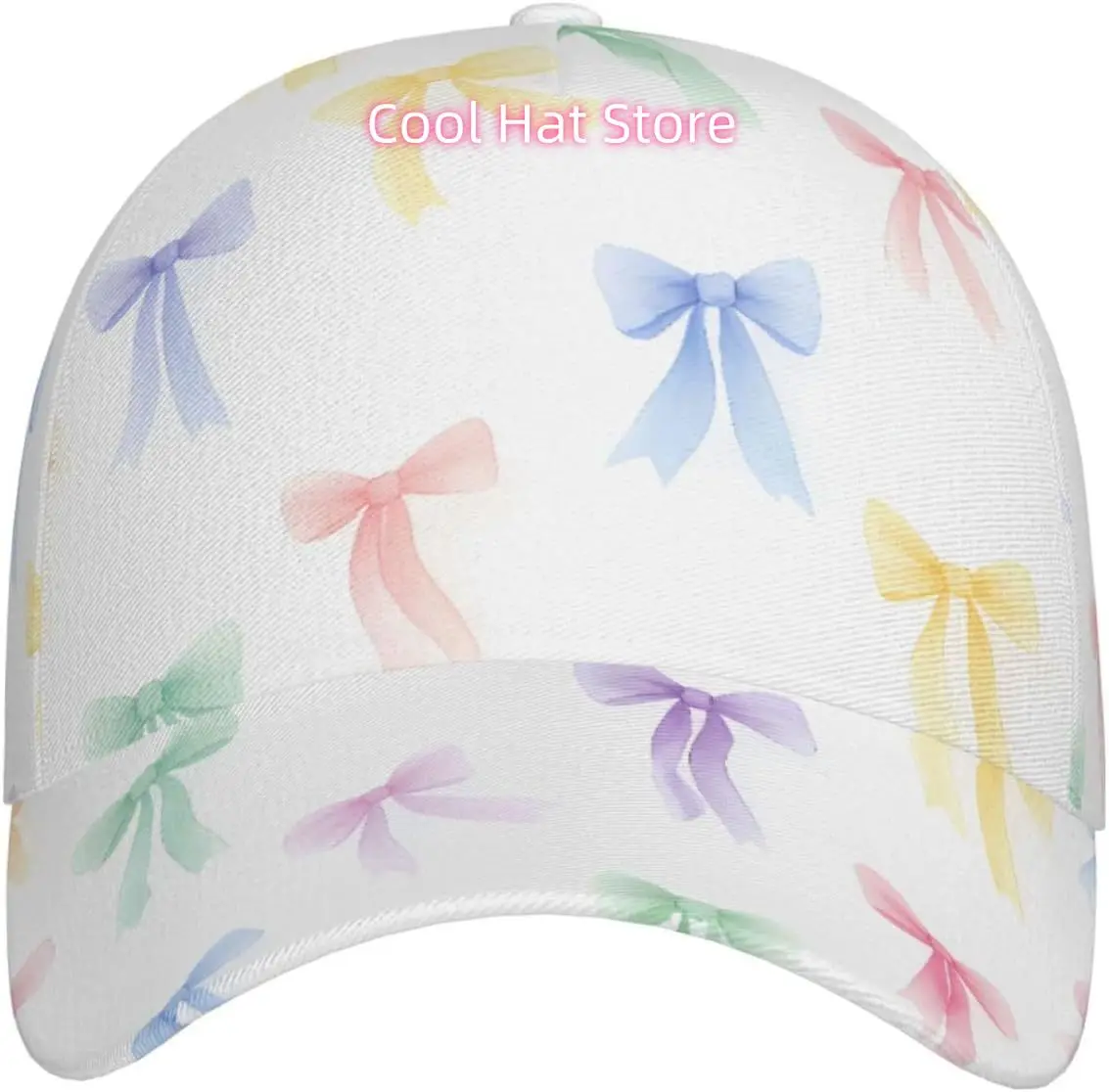 Pastel Bow Pattern Pattern Baseball Cap Adjustable Cotton Baseball Hat for Sports, Outdoor, Travel Gifts for Men Black