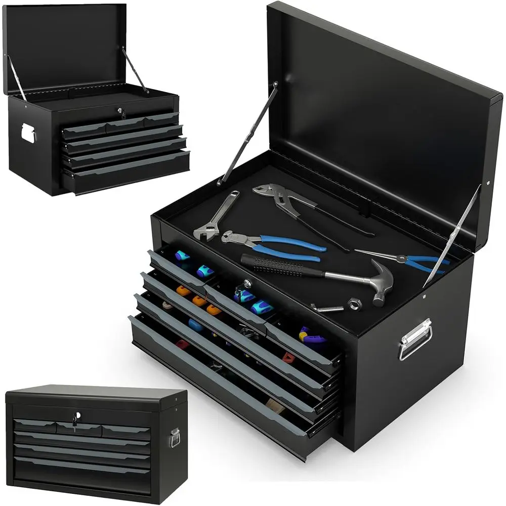 

Steel Tool Box, 24'' Metal Tool Box with 6 Ders, Lockable Heavy Duty Tool Chest Cabinet Storage Toolbox or Garage, Workshop, Rep