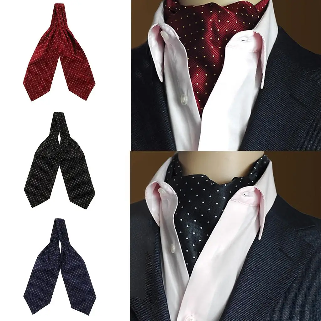 Ascot Ties for Men Polyester Silk Tie Pocket Square Woven Fashion Clothing Accessories for Formal Events