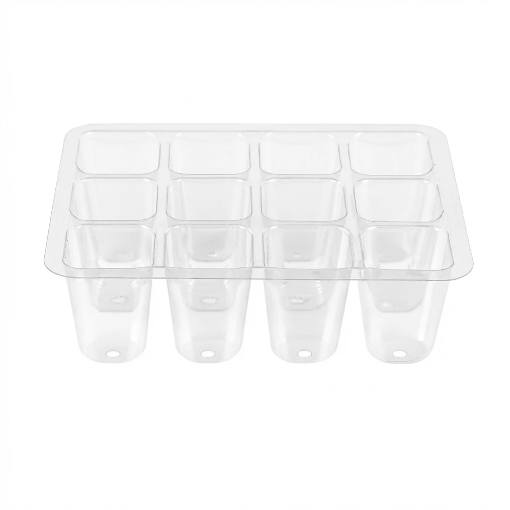 12-Cell Transparent Seedling Tray Durable PP Plastic for Home Gardening and Plant Growing