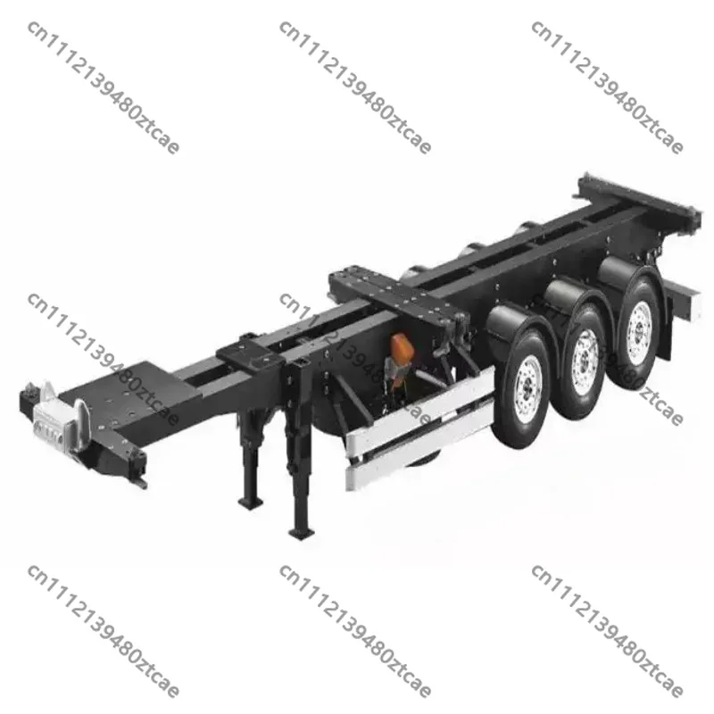 1/14 RC 3‑Axle 40ft Semi‑Trailer Chassis Frame, Universal Container Trailer Base Frame, RC Tractor Truck Hobby Modification