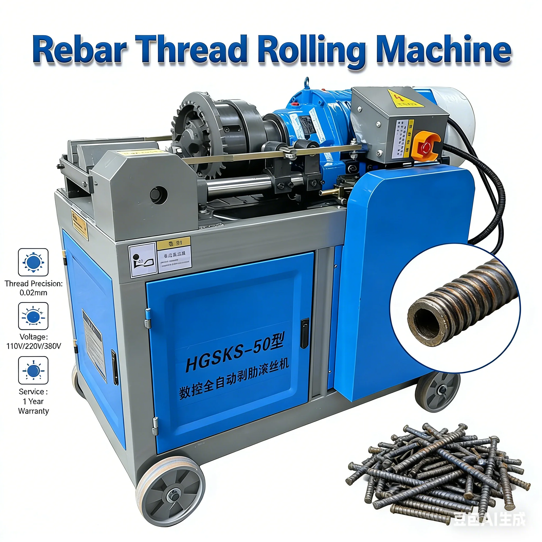 

Customized New Rebar Threading Pipe Thread Rolling 16mm Rod Threading Rolling Machine