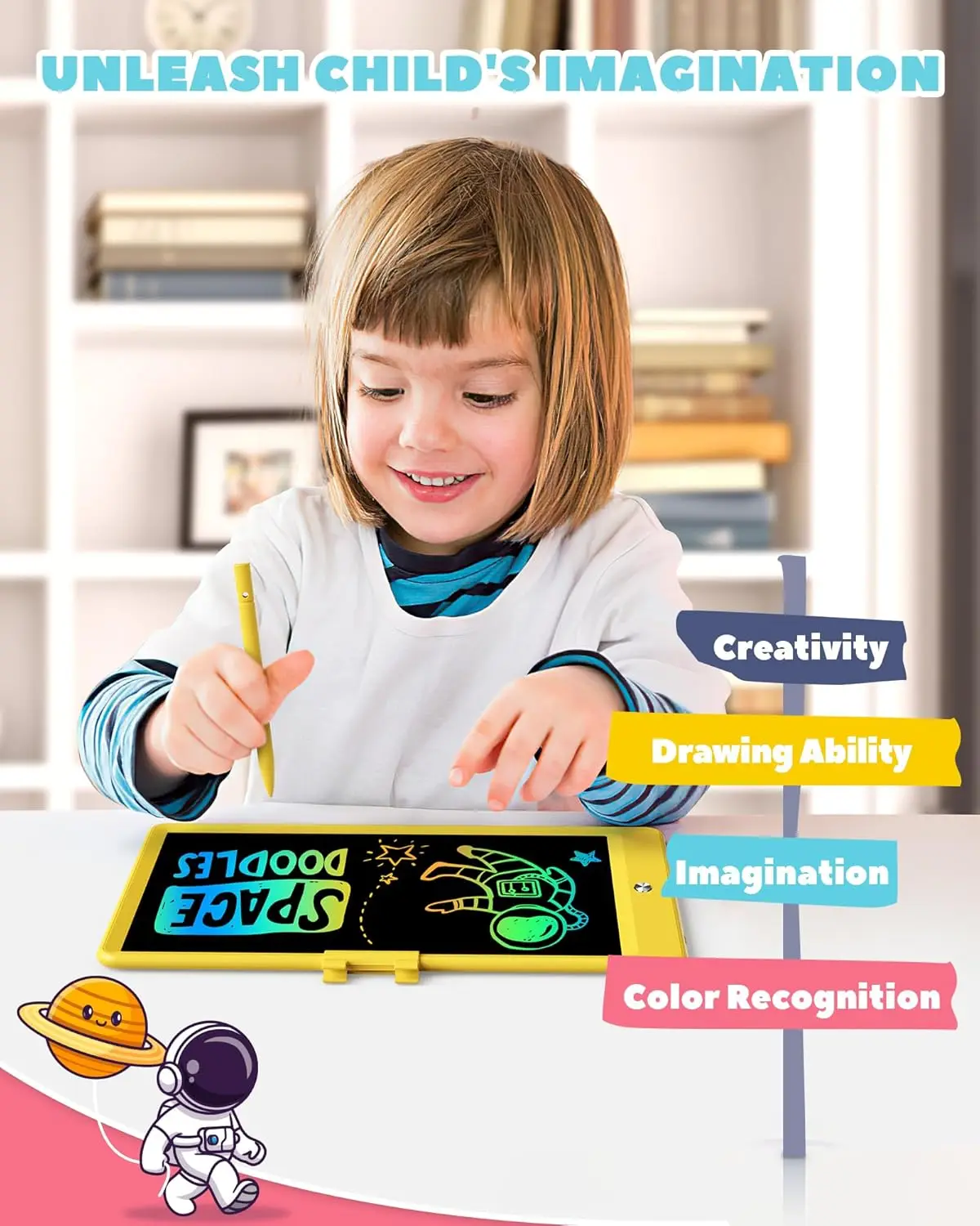 10 Inch LCD Writing Tablet Drawing Board, Colorful Doodle Board for Kids Preschool Travel Toys