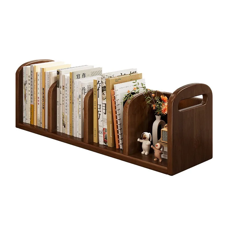 Solid Wood Desktop Bookshelf, Countertop Book Storage Rack, Space Saving Organizer For Dorm Study Home Decor