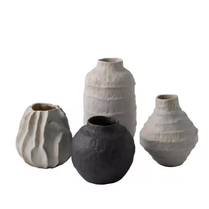 

White retro vase wabi wind coarse pottery jar new Chinese zen medieval