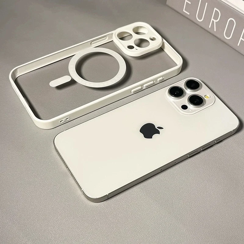 Luxury Wireless Charge Magsafe Transparent Phone Case For iPhone 11 12 13 14 15 Pro Max Plus Clear Magnetic Bumper Cases Cover