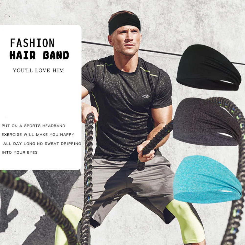 

2Pcs Sweatproof Sports Headbands Breathable for Running Yoga Cycling Hair Accessories Black Striped Gray Headbands