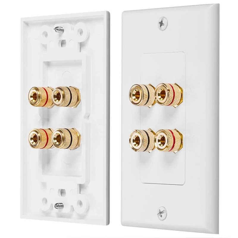 Home Theater Wall Plate - Premium Quality Gold Plated Copper Banana Binding Post Coupler Type Wall Plate