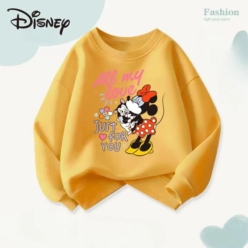 Autumn Children Boy Clothes Disney Minnie Printing Sweatshirts Pullover Fashion Kid Girls Long Sleeves T-shirts Children\'s Tops