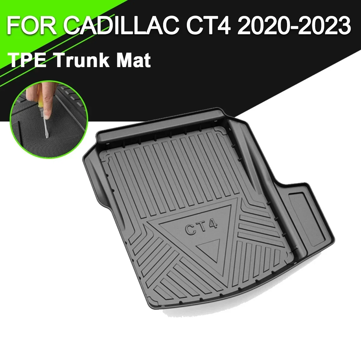 

Car Rear Trunk Cover Mat For Cadillac CT4 2020-2023 TPE Waterproof Non-Slip Rubber Cargo Liner Accessories