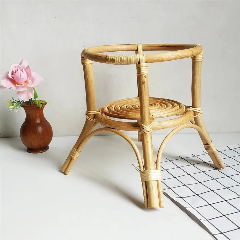 Rattan Flower Stand Holder Decorative Planter Rack Tall Indoor Pot Display Outdoor Corner Shelf Riser Chic Gardening