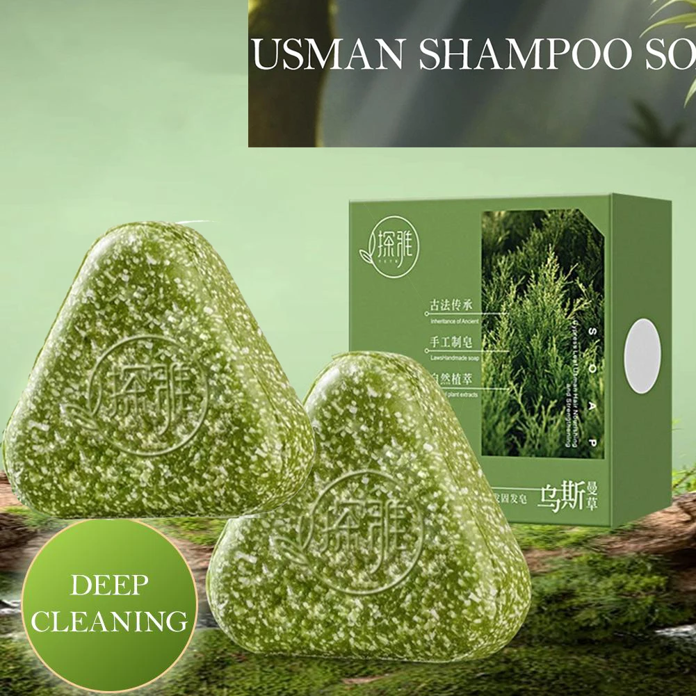 

1/2/3 коробки шампуня из натуральной травы Usman, утолщение и затемнение сивых волос Usma Bar, укрепляющий и норвежский уход за волосами 120 г