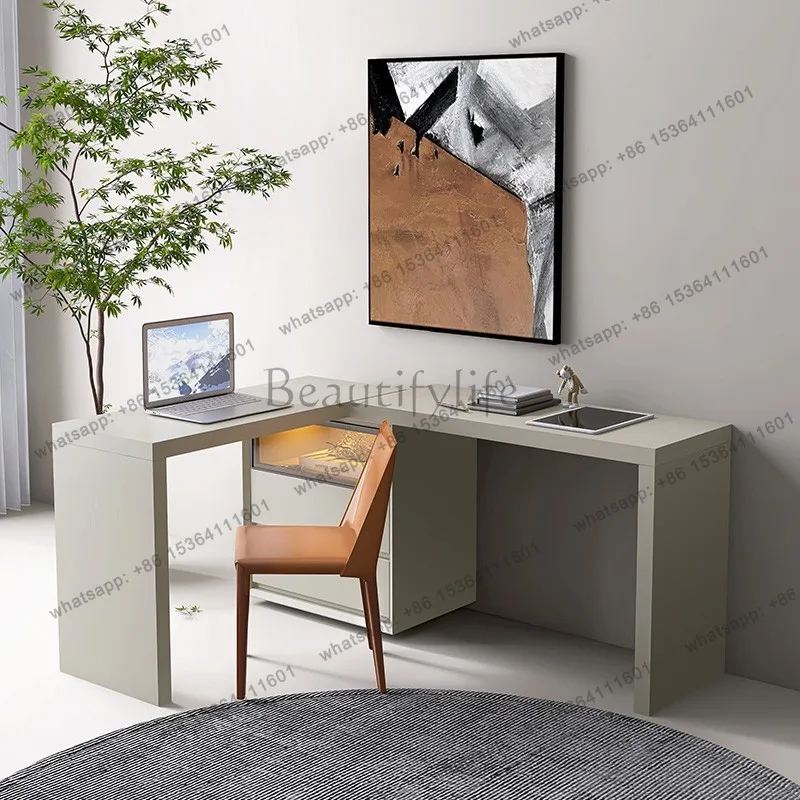 Italian minimalist home student writing desk simple bedroom telescopic double computer work integrated desk