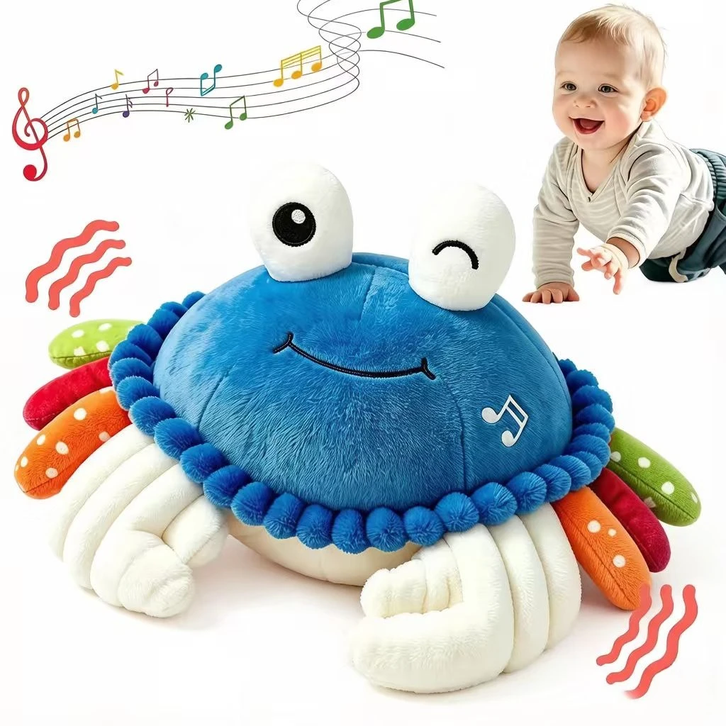 

2Pcs Electric Plush Crawling Crab Toys(USB Charger),40 Songs & Voice Recorder,walk & dance,educational gift for 6M-3Y kids