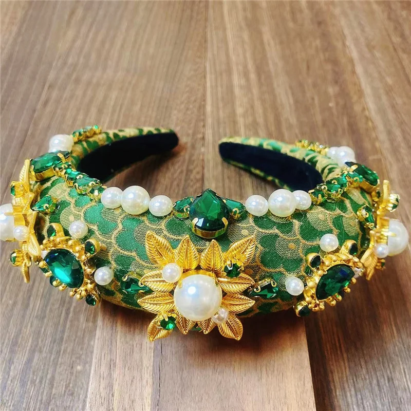 2024 Luxury Catwalk Personality Color Rhinestone Headband New Gorgeous Baroque Fashion Crystal Beads Headband For Women