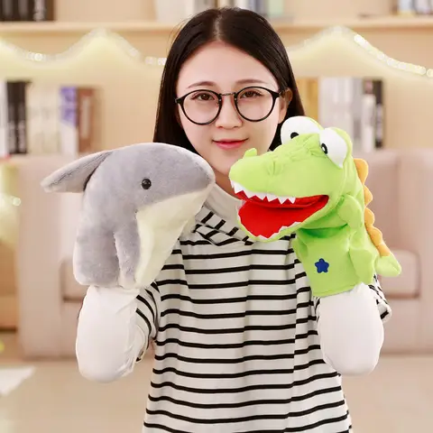 Frog Shark Plush Hand Puppet  Dolls Plush Hand Doll Early Education Learning Toys Children Marionetes Puppets for telling story