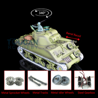 HENG LONG 1/16 Scale Upgraded 7.0 M4A3 Sherman RC Tank 3898 Metal Tracks Telescopic Barrel Recoil BB Shooting TH17673