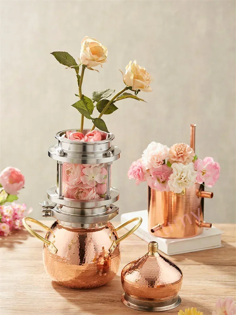 Red Copper Essential Oil Distiller Pure Dew Distiller Home Brewing Equipment High Concentration Essential Oil Extractor