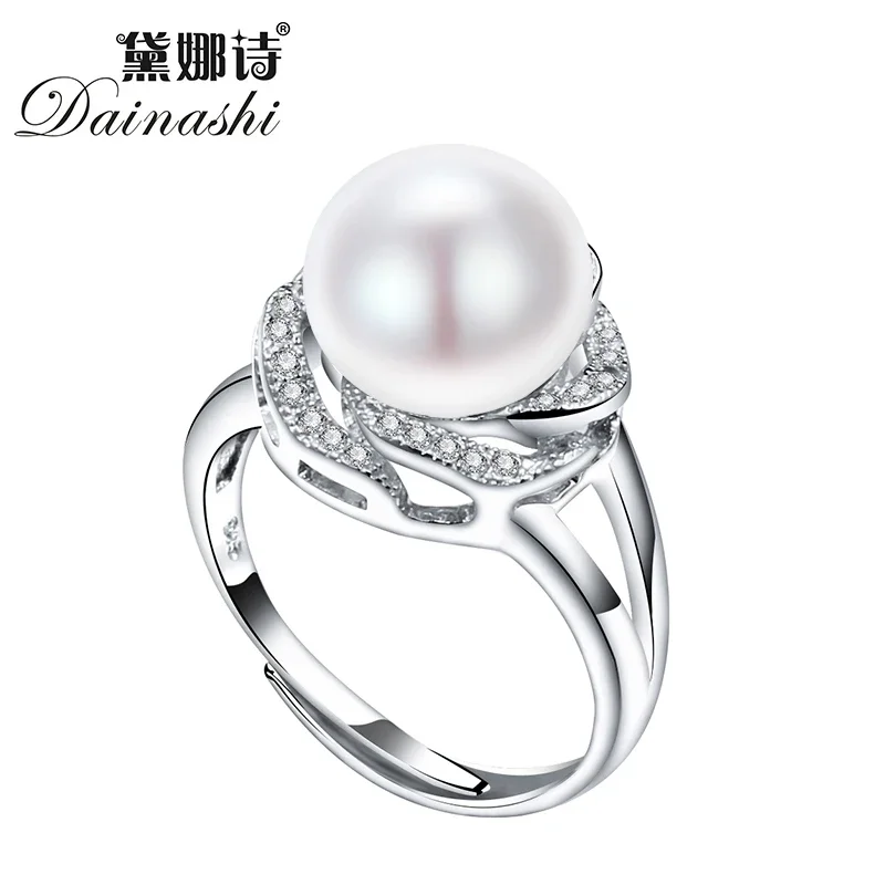 925 sterling silber schmuck auf verkauf große natürliche perle ringe für frauen stein ring einstellbare weiß/rosa/lila perle