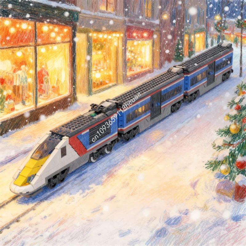 

310 деталей MOC: Модификация городских поездов, модель в юго-восточном стиле, строительные блоки, архитектурная игрушка, кирпичики, рождественские подарки для детей