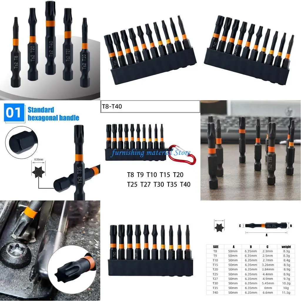 

Y5GD 10pc Professional T8 Set Sturdy Steel Construction Ergonomic T Grip Design For Industrial Applications